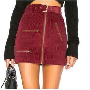House of Harlow 1960 x REVOLVE Tori Skirt Berry Red Corduroy Women's sz. XS
